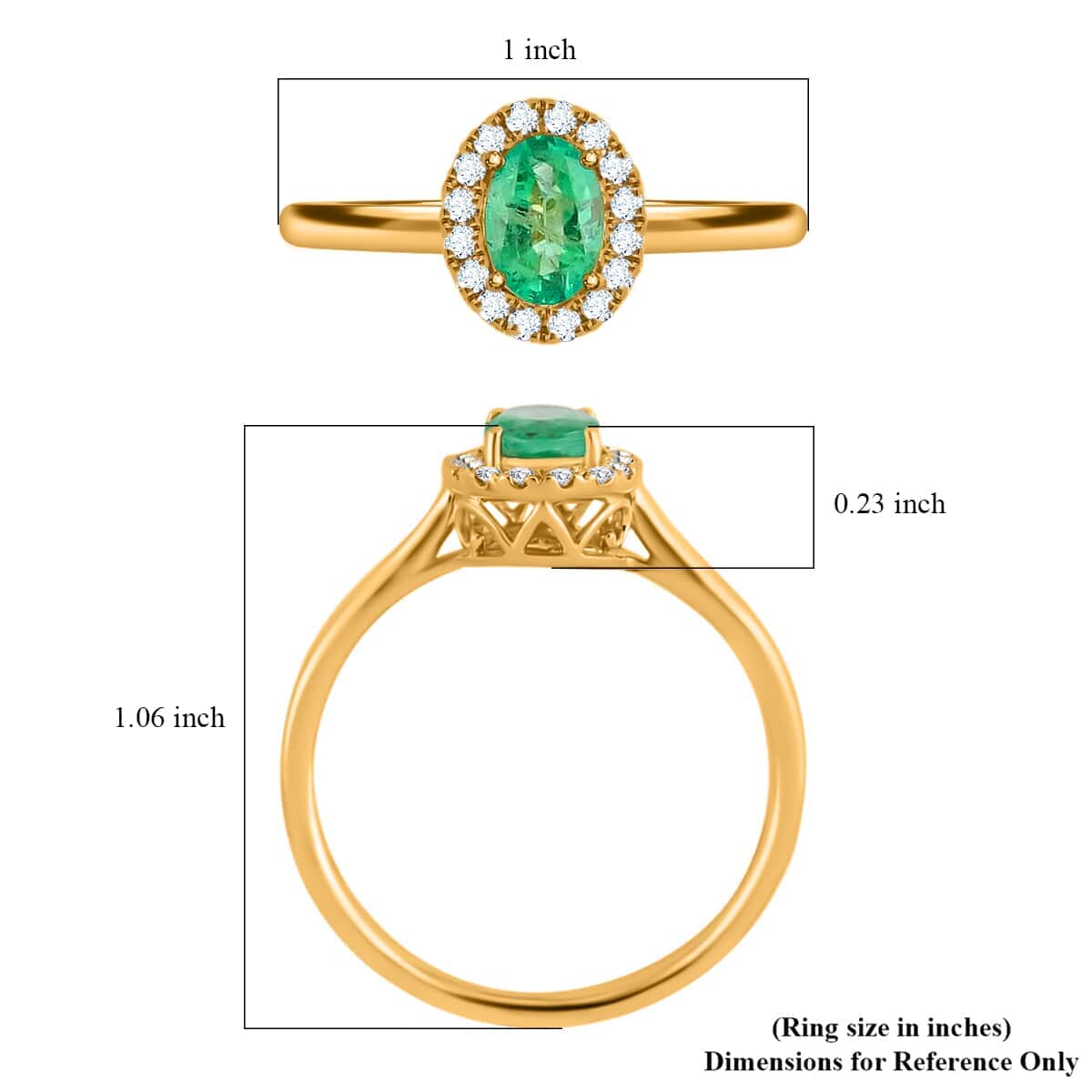 Iliana 18K Yellow Gold AAA Ethiopian Emerald and G-H SI Diamond Halo Ring (Size 7.5) 3.40 Grams 1.00 ctw image number 5