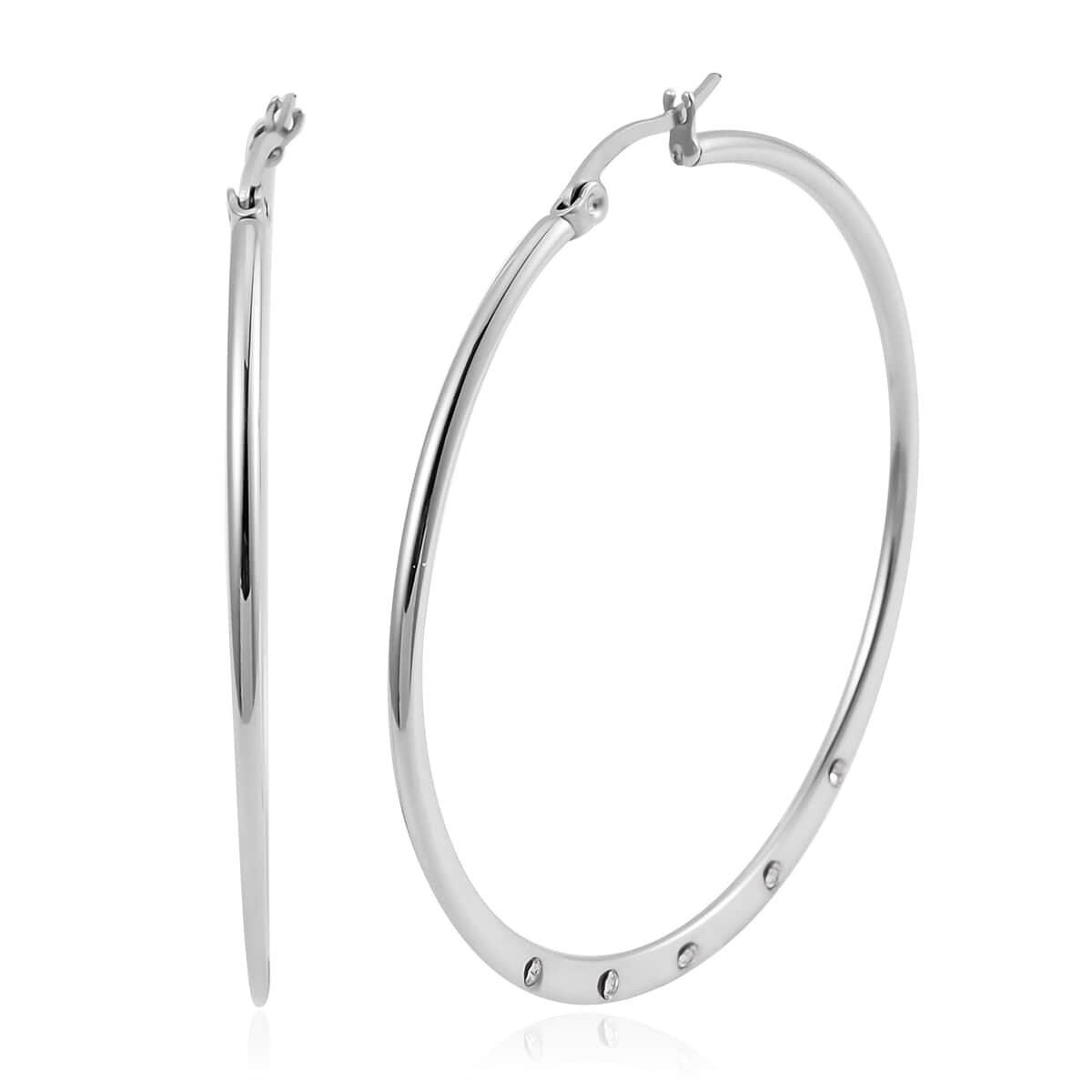 Austrian Crystal Hoop Earrings in Stainless Steel image number 0