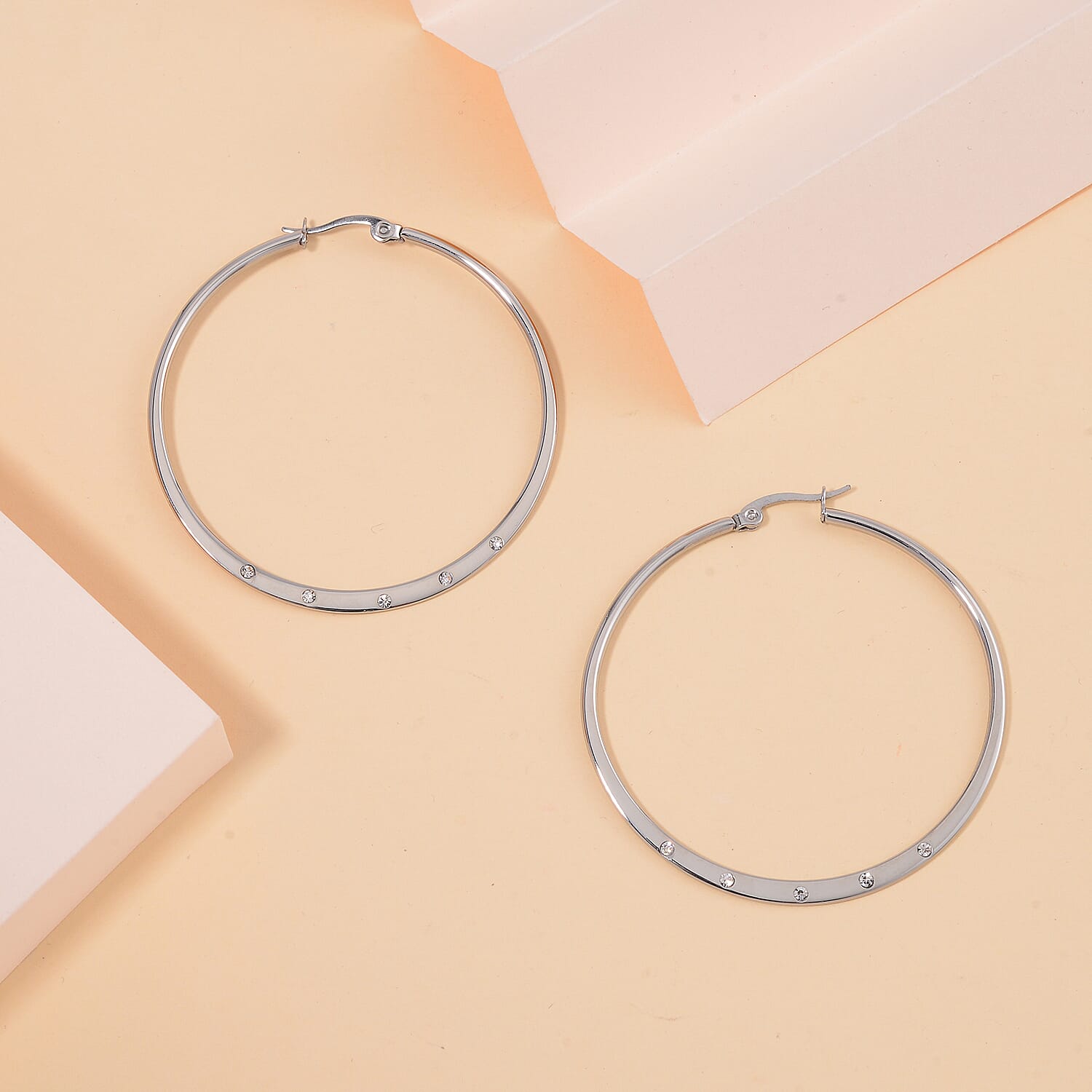 Austrian Crystal Hoop Earrings in Stainless Steel