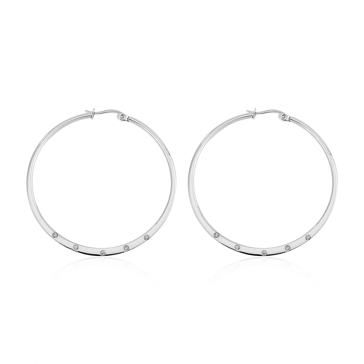 Austrian Crystal Hoop Earrings in Stainless Steel