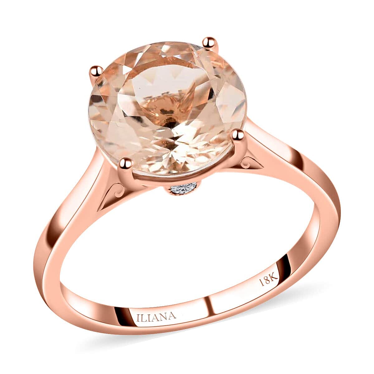 18K Rose Gold AAA Marropino Morganite and G-H SI Diamond Ring (Size 8.5) 3.60 ctw image number 0