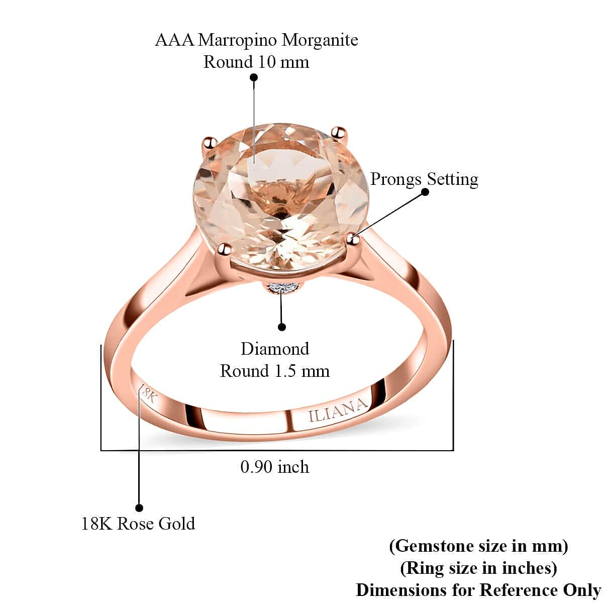 Certified Iliana AAA Marropino Morganite and G-H SI Diamond 3.60 ctw Ring in 18K Rose Gold (Size 5.5) image number 5