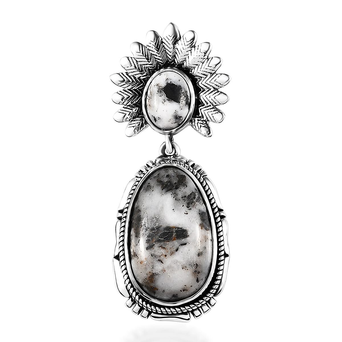 Artisan Crafted White Buffalo Sun Face Kachina Pendant in Sterling Silver 11.60 ctw