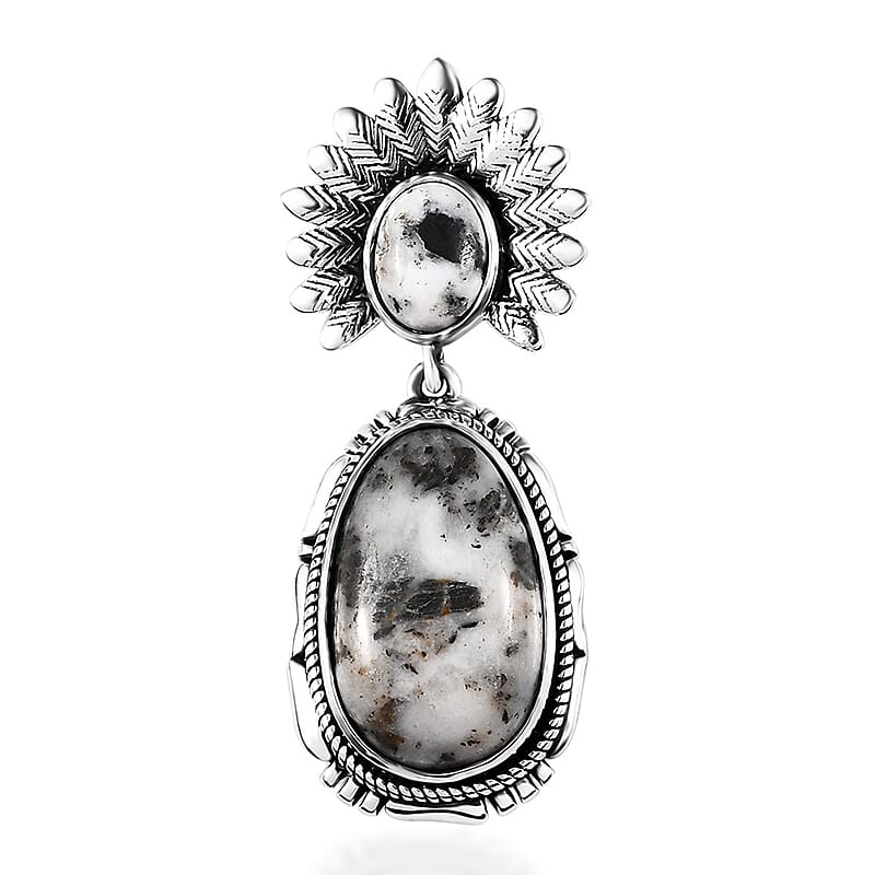Artisan Crafted White Buffalo Sun Face Kachina Pendant in Sterling Silver 11.60 ctw