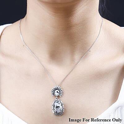 Artisan Crafted White Buffalo Sun Face Kachina Pendant in Sterling Silver 11.60 ctw