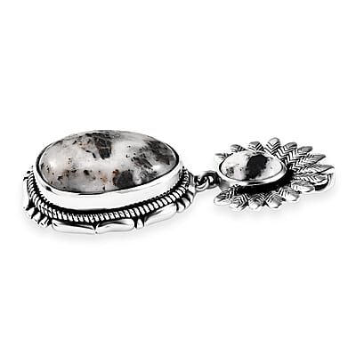 Artisan Crafted White Buffalo Sun Face Kachina Pendant in Sterling Silver 11.60 ctw