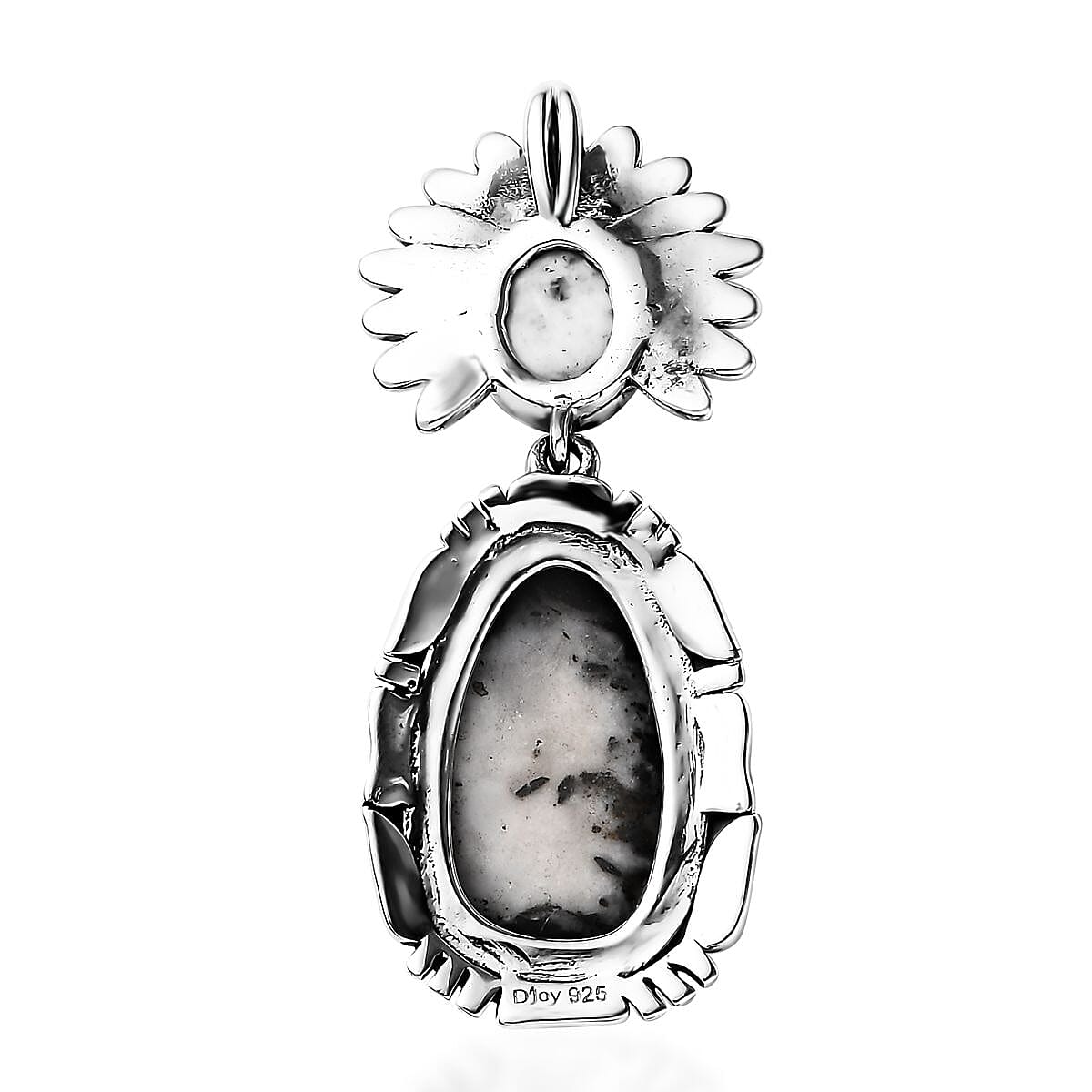 Artisan Crafted White Buffalo Sun Face Kachina Pendant in Sterling Silver 11.60 ctw