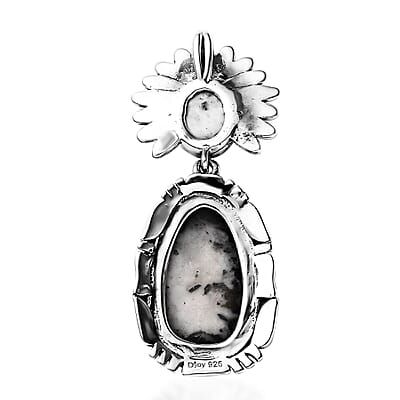 Artisan Crafted White Buffalo Sun Face Kachina Pendant in Sterling Silver 11.60 ctw