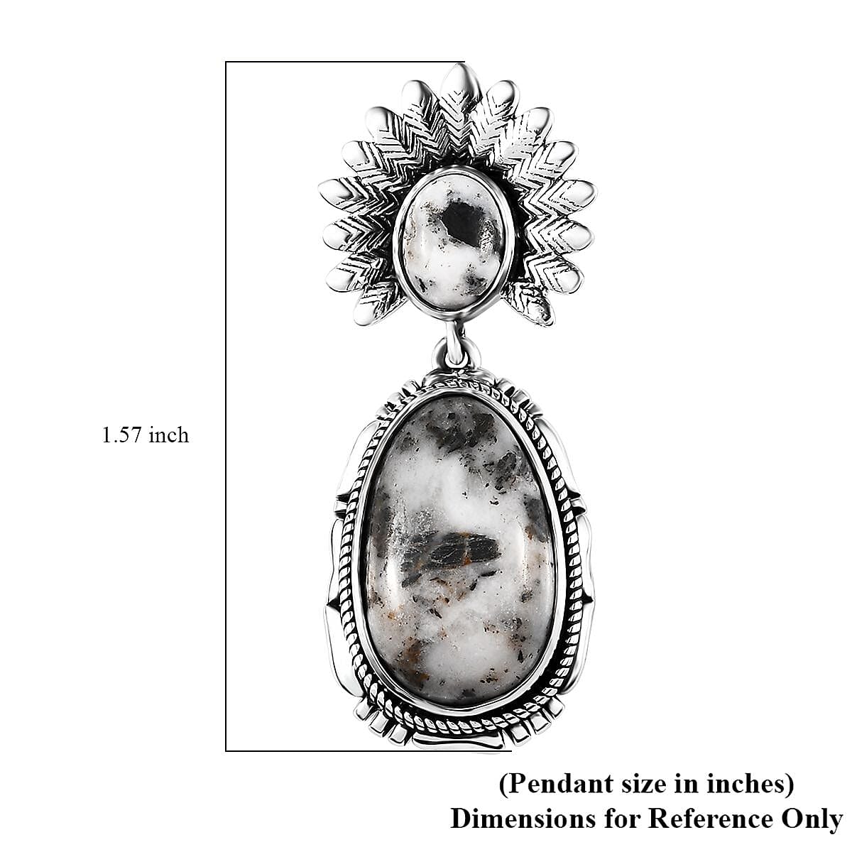 Artisan Crafted White Buffalo Sun Face Kachina Pendant in Sterling Silver 11.60 ctw