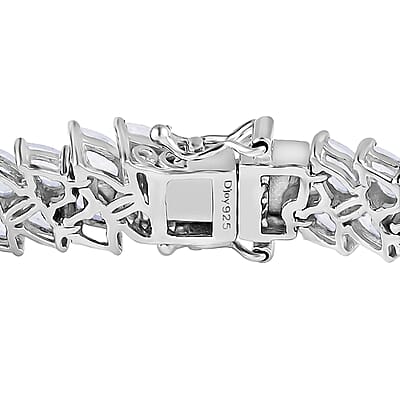D'Joy Premium Moon Glow Moonstone 2 Row Bracelet in Platinum Over Sterling Silver (7.25 In) 18.40 ctw