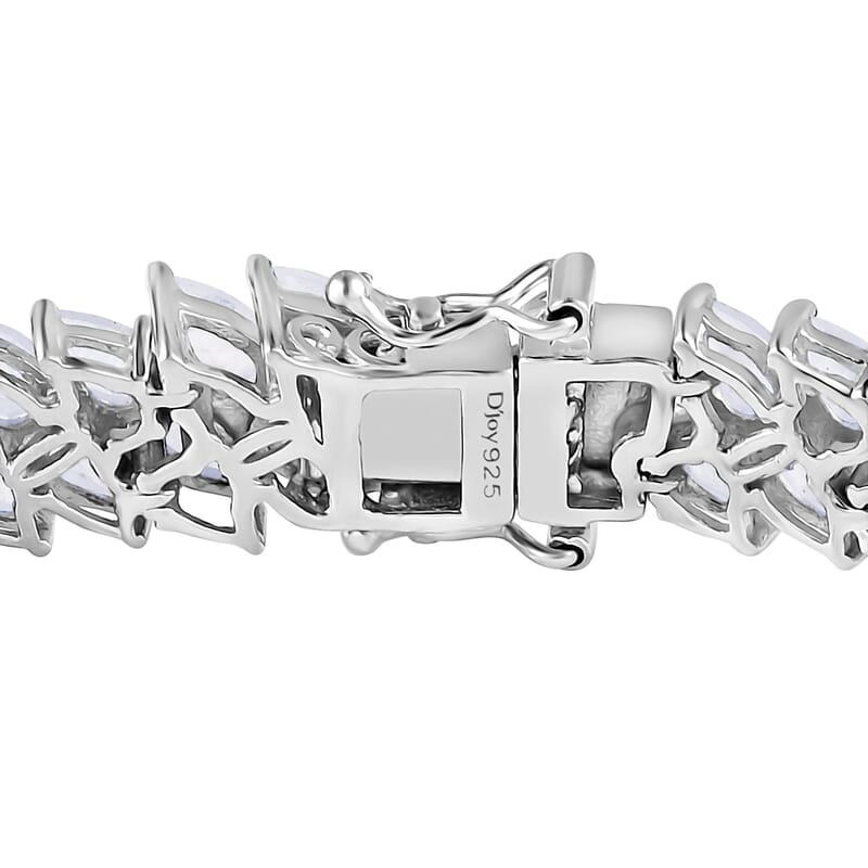 D'Joy Premium Moon Glow Moonstone 2 Row Bracelet in Platinum Over Sterling Silver (7.25 In) 18.40 ctw