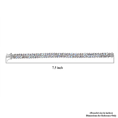 D'Joy Premium Moon Glow Moonstone 2 Row Bracelet in Platinum Over Sterling Silver (7.25 In) 18.40 ctw