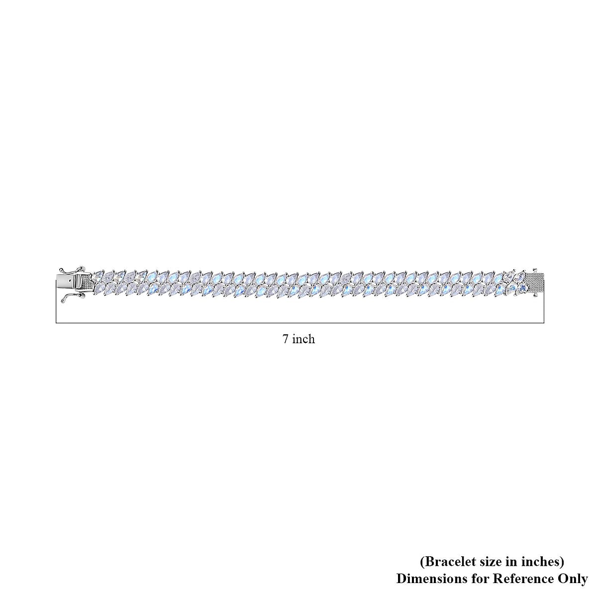 Premium Moon Glow Moonstone 2 Row Bracelet in Platinum Over Sterling Silver (6.50 In) 16.50 ctw image number 5