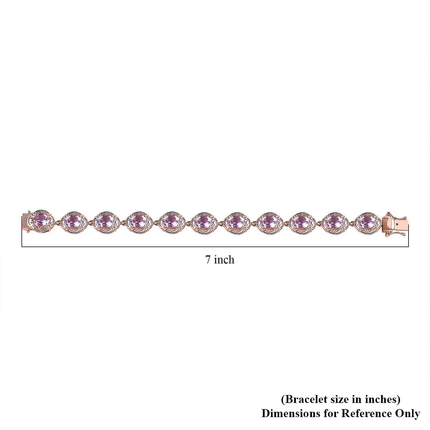 Rose De France Amethyst Bracelet in Platinum and Vermeil Rose Gold Over Sterling Silver (6.50 In) 14.65 ctw