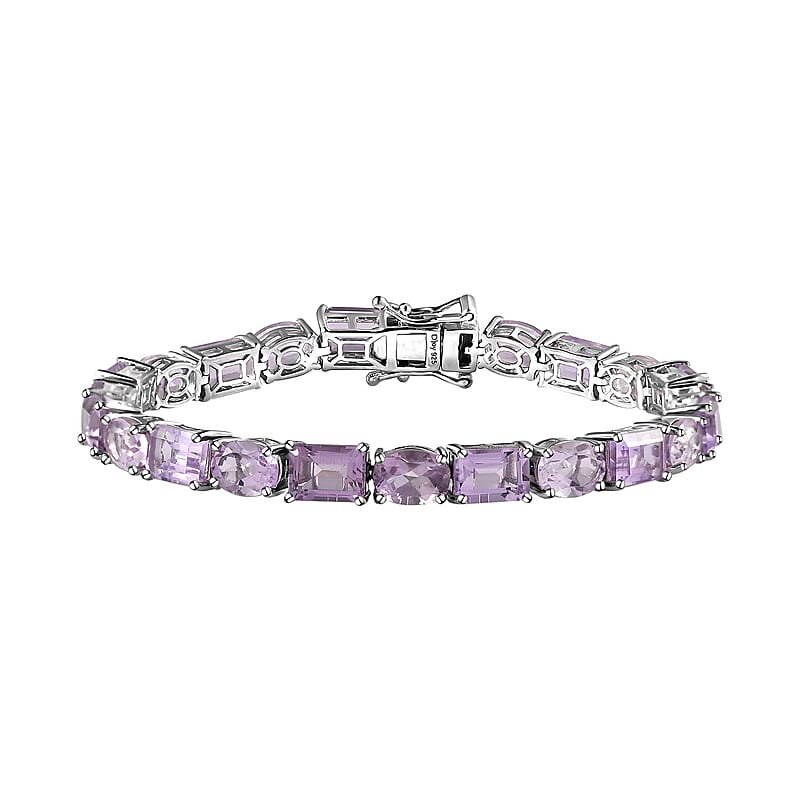 Rose De France Amethyst Tennis Bracelet in Platinum Over Sterling Silver (6.50 In) 19.00 ctw