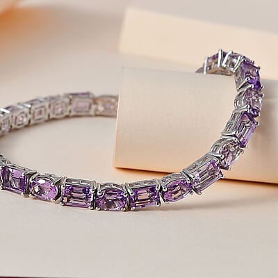 Rose De France Amethyst Tennis Bracelet in Platinum Over Sterling Silver (6.50 In) 19.00 ctw