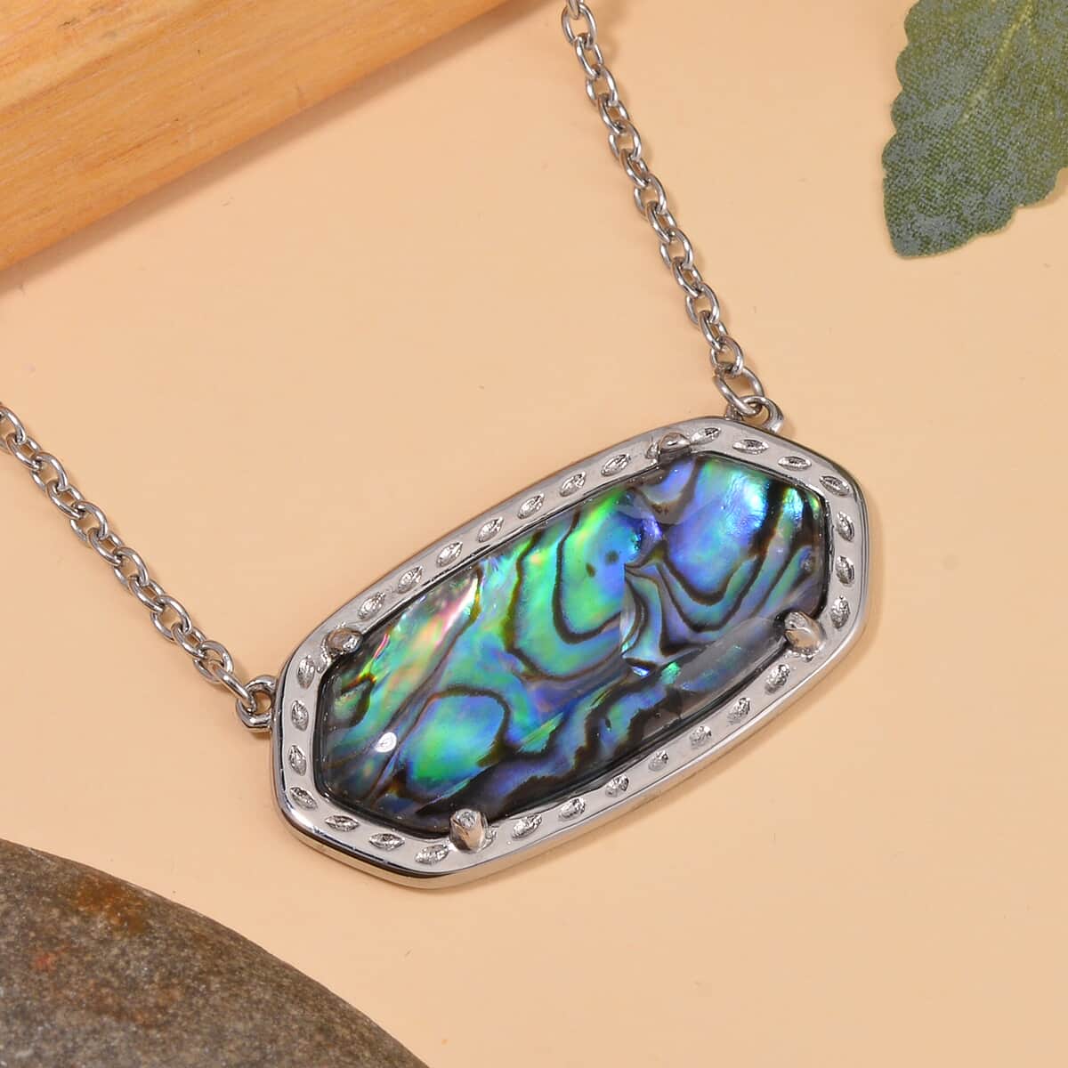 Evertrue Abalone Shell Necklace 20-22 Inches in Stainless Steel image number 1