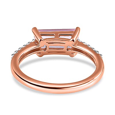 Rose De France Amethyst and Moissanite Ring in Vermeil Rose Gold Over Sterling Silver (Size 10.0) 1.50 ctw