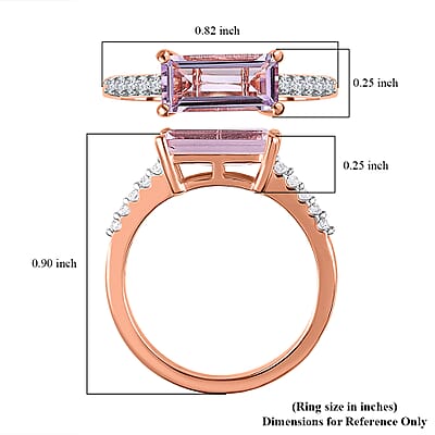 Rose De France Amethyst and Moissanite Ring in Vermeil Rose Gold Over Sterling Silver (Size 10.0) 1.50 ctw