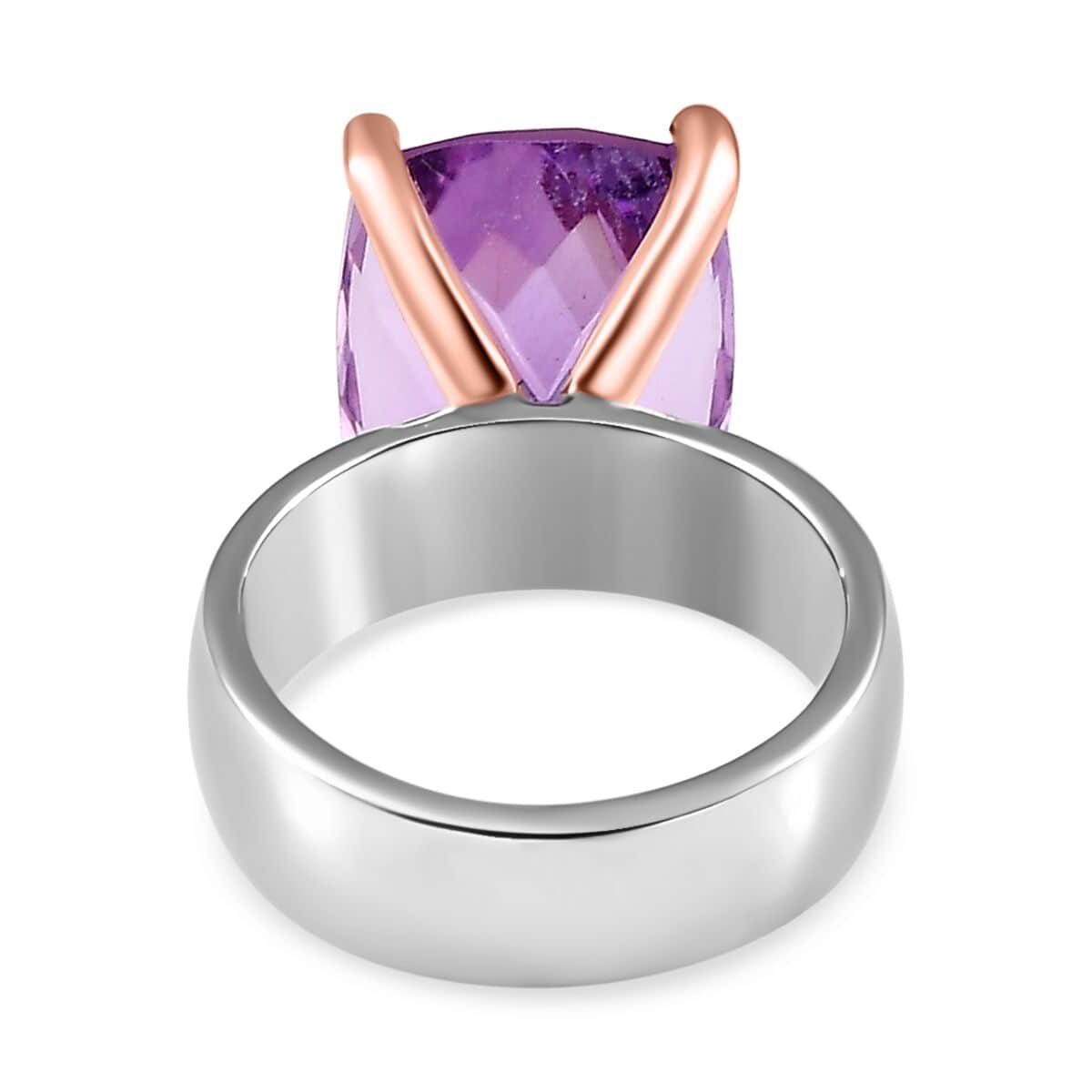 Rose De France Amethyst Solitaire Ring in Vermeil Rose Gold and Platinum Over Sterling Silver (Size 10.0) 10.00 ctw image number 4