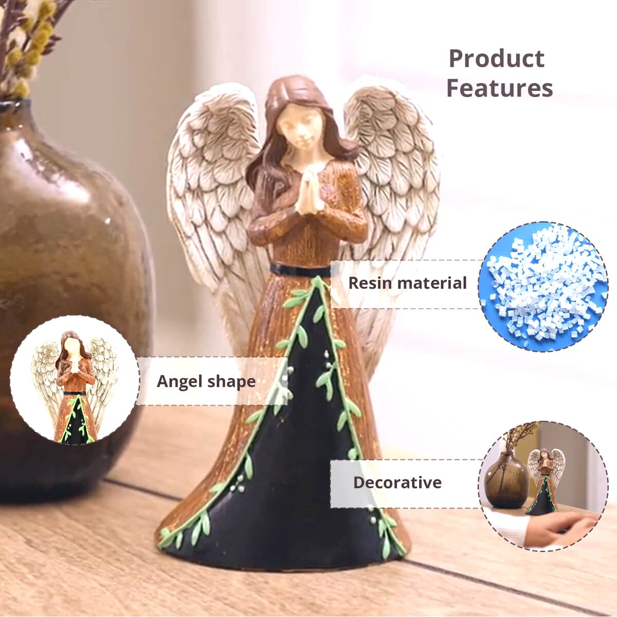 Dickson's Resin Angel Figurine For Gifts Home Decoration, Praying Angel Statue, Decorative Figurines For Home, Office, Tabletop, Kitchen-Grace 6.25 image number 1