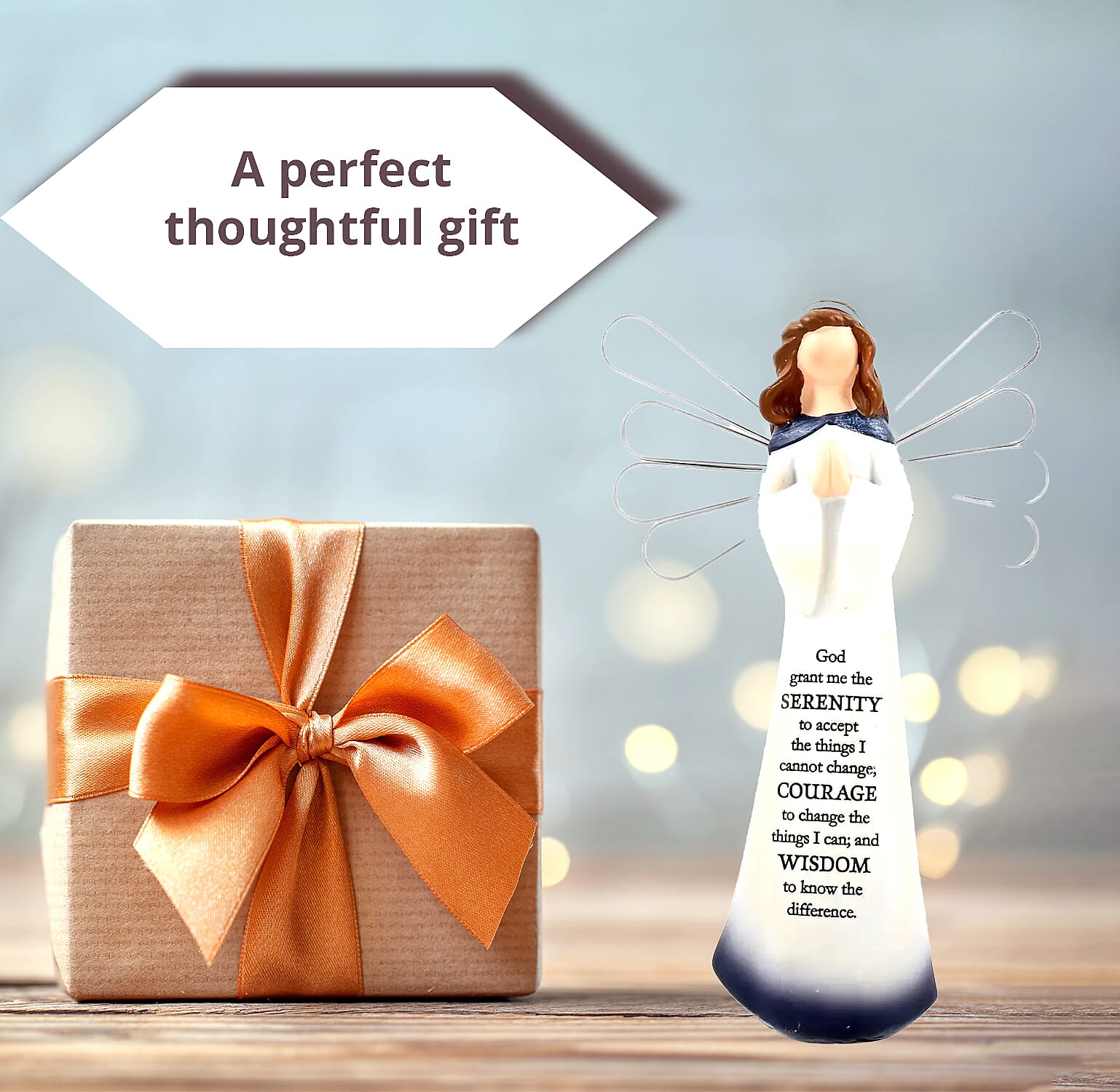 Dickson's Resin Angel Figurine For Gifts Home Decoration, Praying Angel Statue, Decorative Figurines For Home, Office, Tabletop, Kitchen -Serenity Prayer 7.75