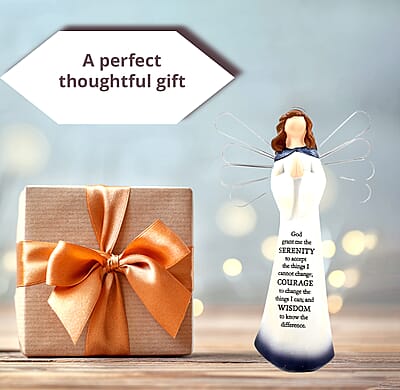 Dickson's Resin Angel Figurine For Gifts Home Decoration, Praying Angel Statue, Decorative Figurines For Home, Office, Tabletop, Kitchen -Serenity Prayer 7.75