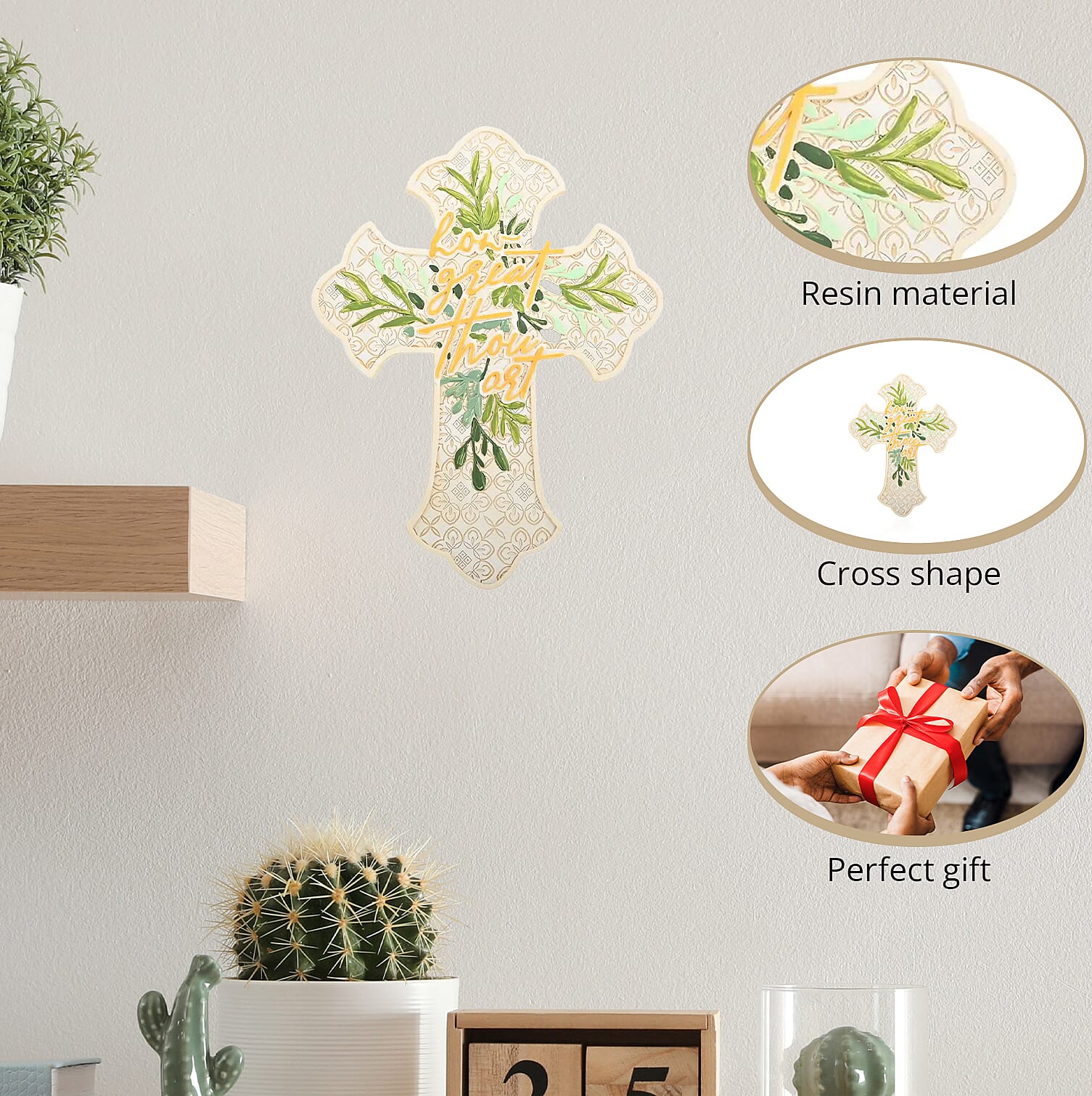Dickson's Wall Cross For Gifts Home Decoration, Wall Mounted Resin Cross Decor, Decorative Cross For Home, Office, Kitchen - How Great Thou Art 12x9