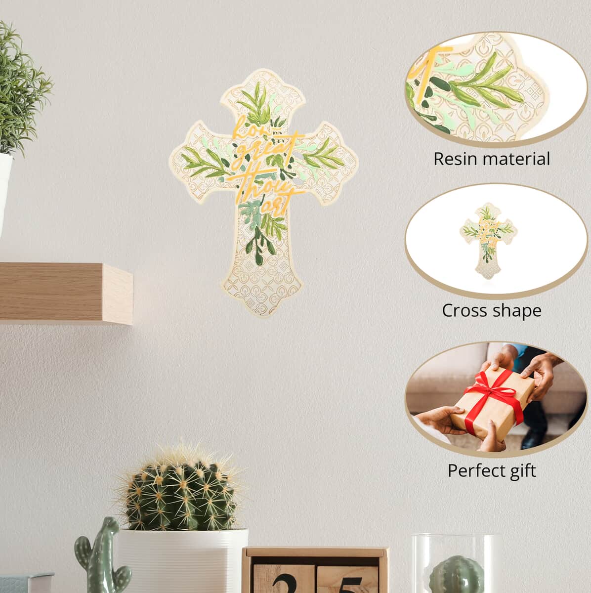 Dickson's Wall Cross For Gifts Home Decoration, Wall Mounted Resin Cross Decor, Decorative Cross For Home, Office, Kitchen - How Great Thou Art 12x9 image number 2