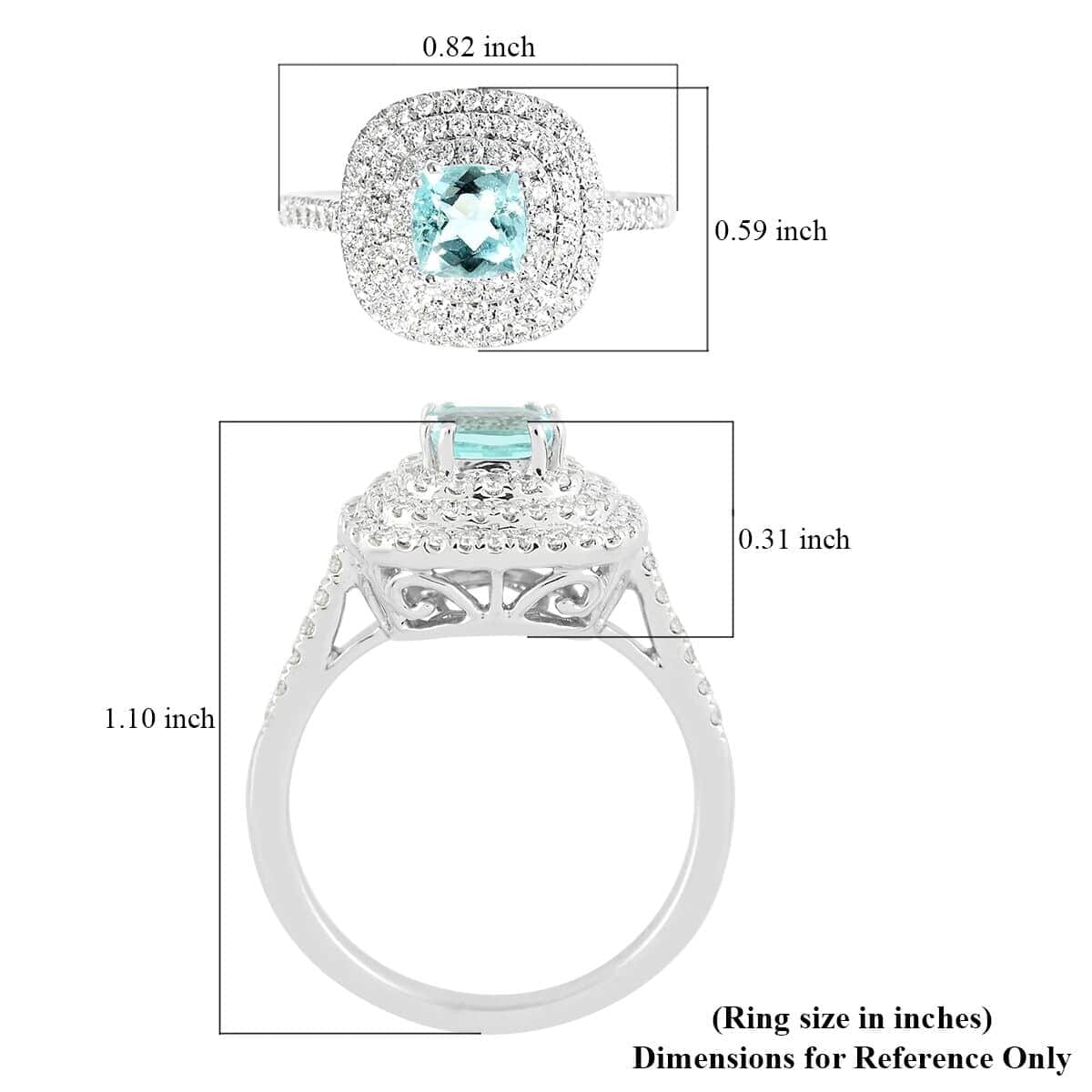 Certified & Appraised Rhapsody 950 Platinum AAAA Paraiba Tourmaline and E-F VS Diamond Double Halo Ring (Size 7.5) 6.80 Grams 1.35 ctw image number 5