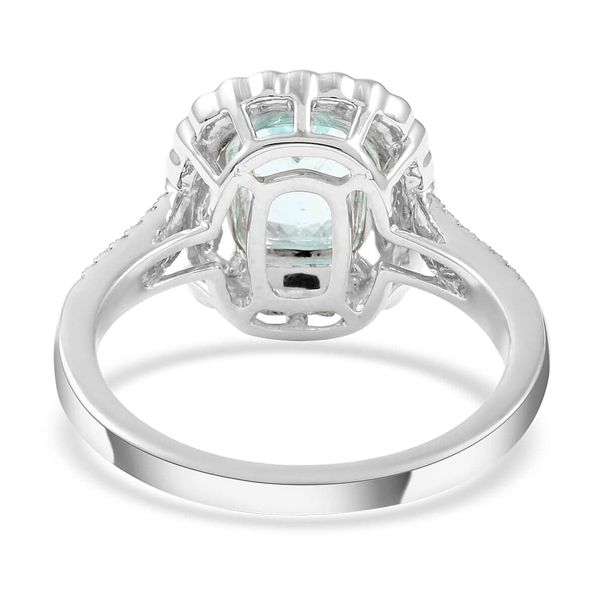 Certified & Appraised Rhapsody 950 Platinum AAAA Paraiba Tourmaline and E-F VS Diamond Ring (Size 8.0) 7.35 Grams 1.90 ctw image number 4