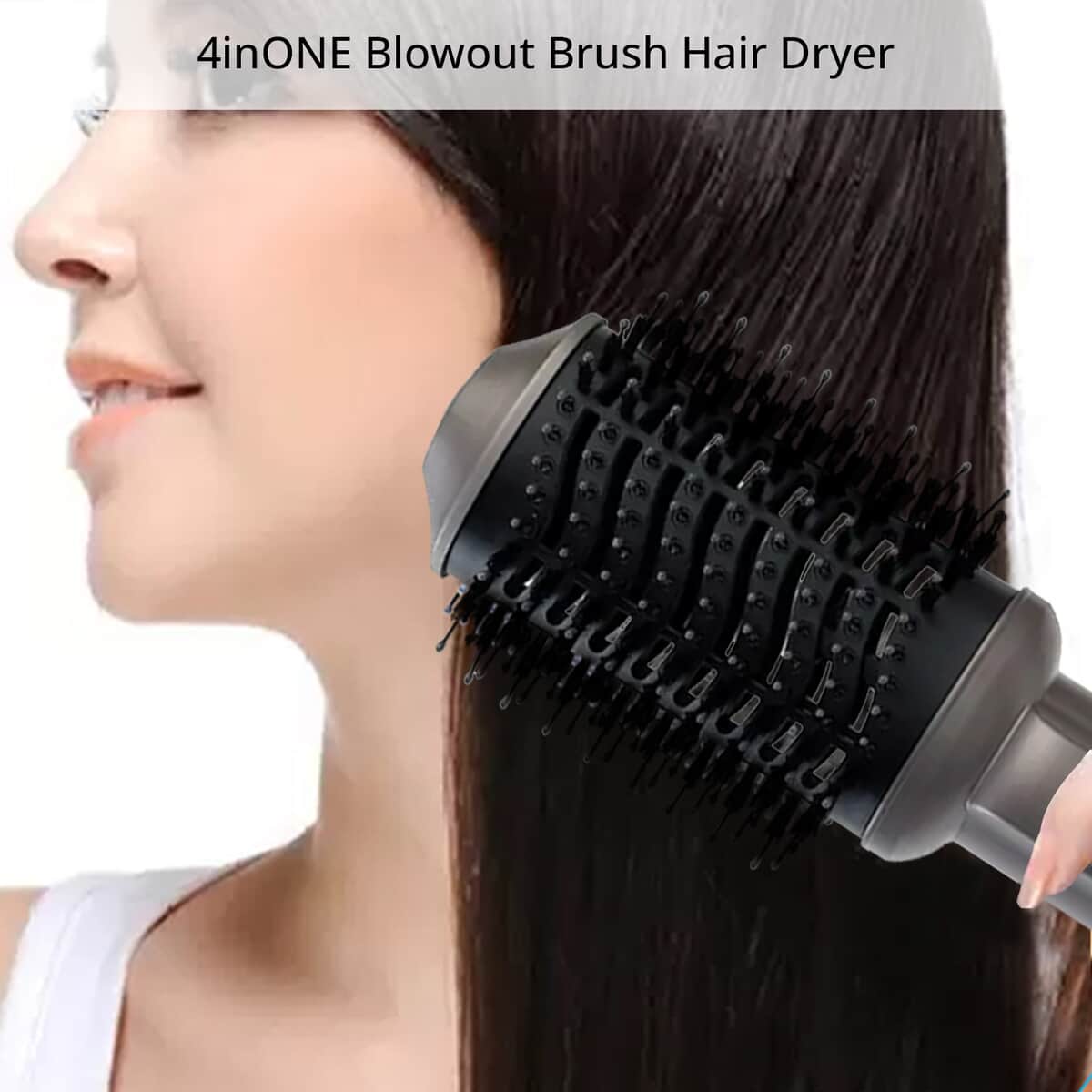 Hauteness 4inONE Blowout Brush Hair Dryer, 4 in 1 1000 Watt Electric 4 Modes Multi Hair Styler Blowout Brush Hair Dryer - Black Charcoal image number 1