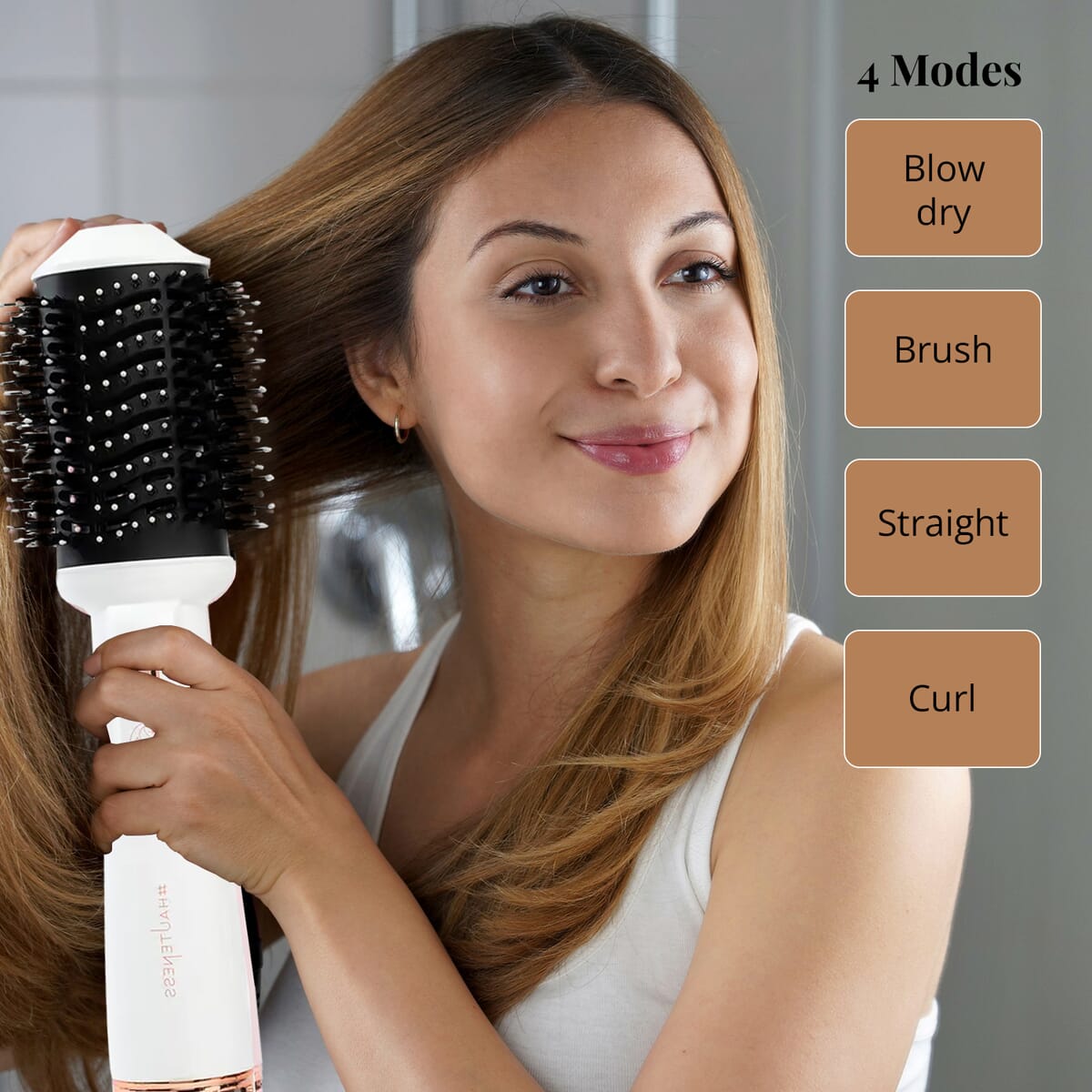 Hauteness 4inONE Blowout Brush Hair Dryer, 4 in 1 1000 Watt Electric 4 Modes Multi Hair Styler Blowout Brush Hair Dryer - Pearlescent White image number 3