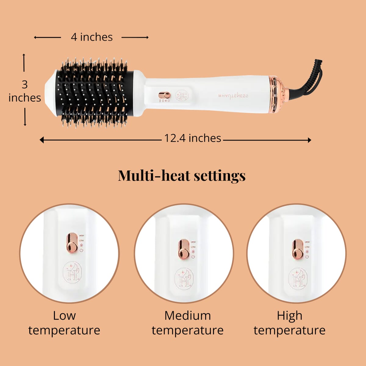 Hauteness 4inONE Blowout Brush Hair Dryer, 4 in 1 1000 Watt Electric 4 Modes Multi Hair Styler Blowout Brush Hair Dryer - Pearlescent White image number 4