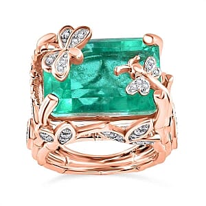 Emeraldine Triplet Quartz and Multi Gemstone 18.79 ctw Fancy Ring in Vermeil RG Over Sterling Silver (Size 8)