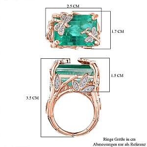 Emeraldine Triplet Quartz and Multi Gemstone 18.79 ctw Fancy Ring in Vermeil RG Over Sterling Silver (Size 8)
