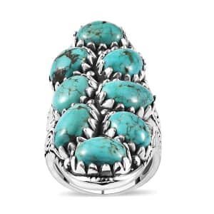 Artisan Crafted Sierra Nevada Turquoise Elongated Ring in Sterling Silver (Size 10.0) 16.85 ctw