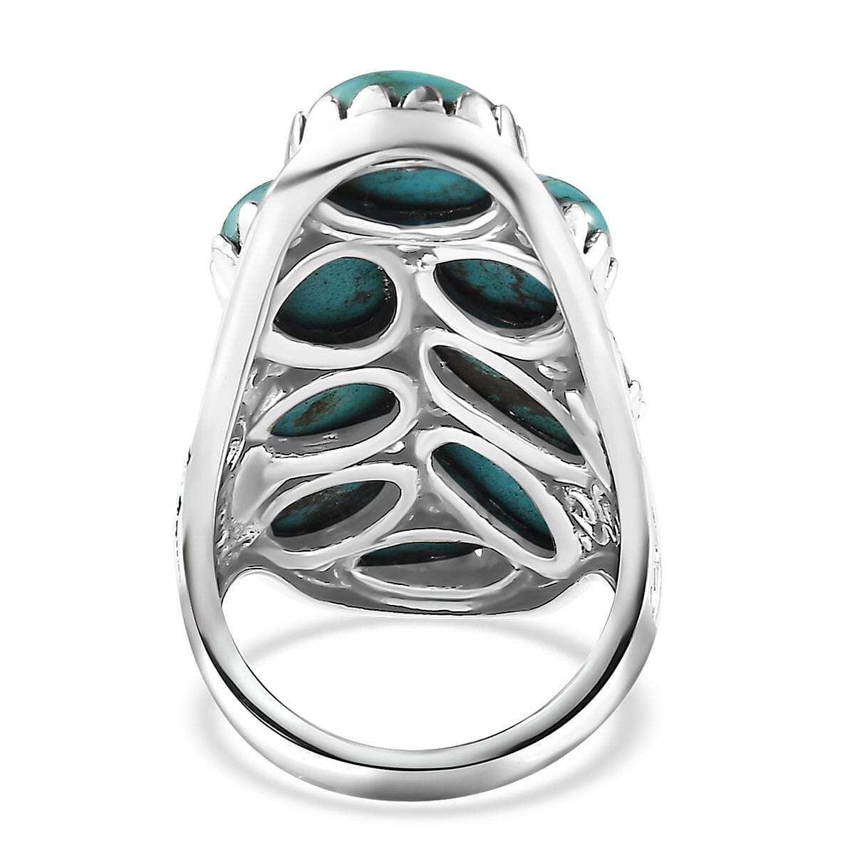 Artisan Crafted Sierra Nevada Turquoise Elongated Ring in Sterling Silver (Size 10.0) 16.85 ctw
