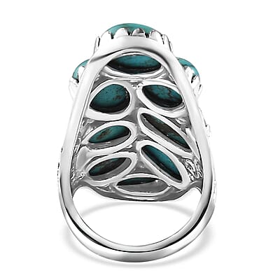 Artisan Crafted Sierra Nevada Turquoise Elongated Ring in Sterling Silver (Size 10.0) 16.85 ctw