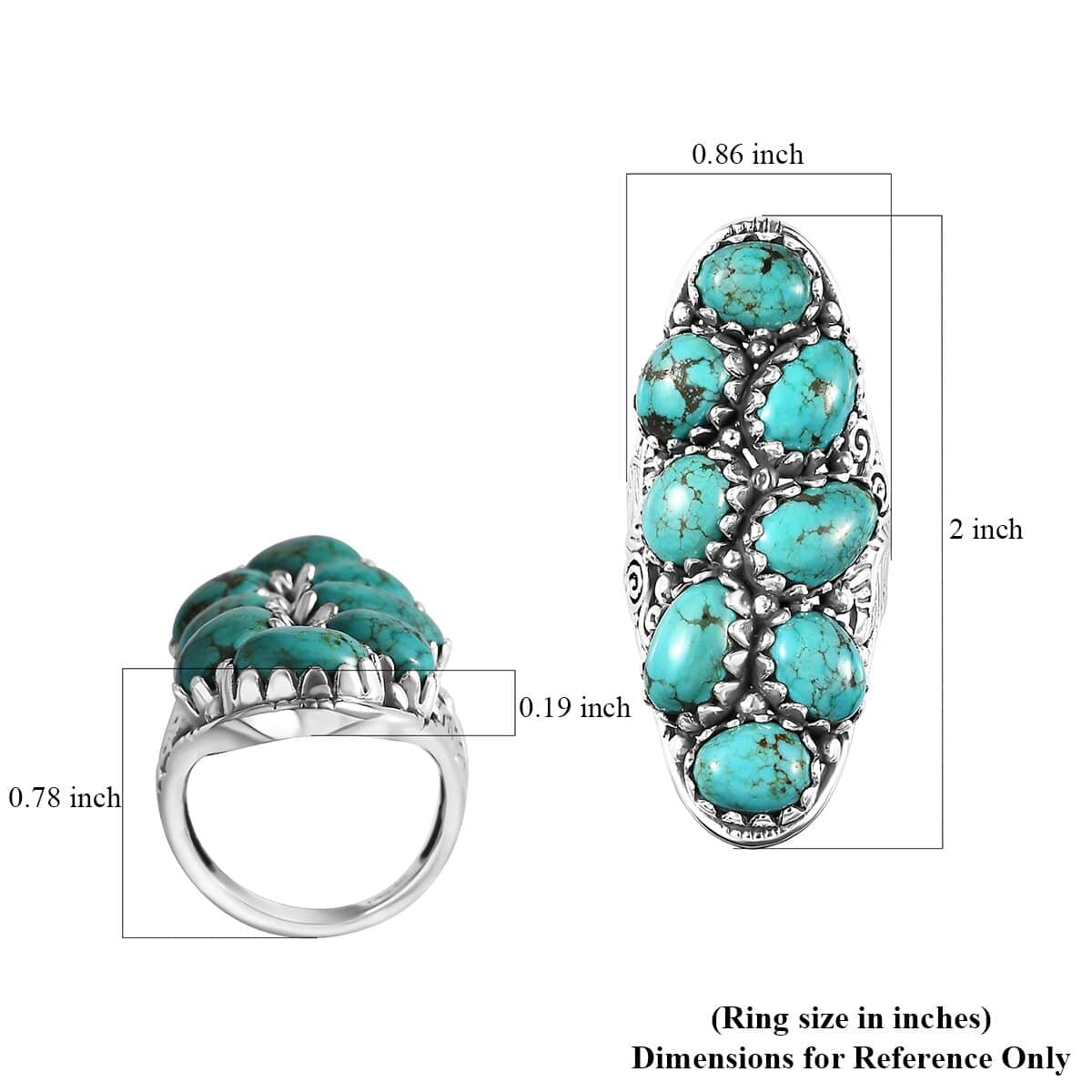 Artisan Crafted Sierra Nevada Turquoise 16.85 ctw Elongated Ring in Sterling Silver (Size 7.0) image number 5