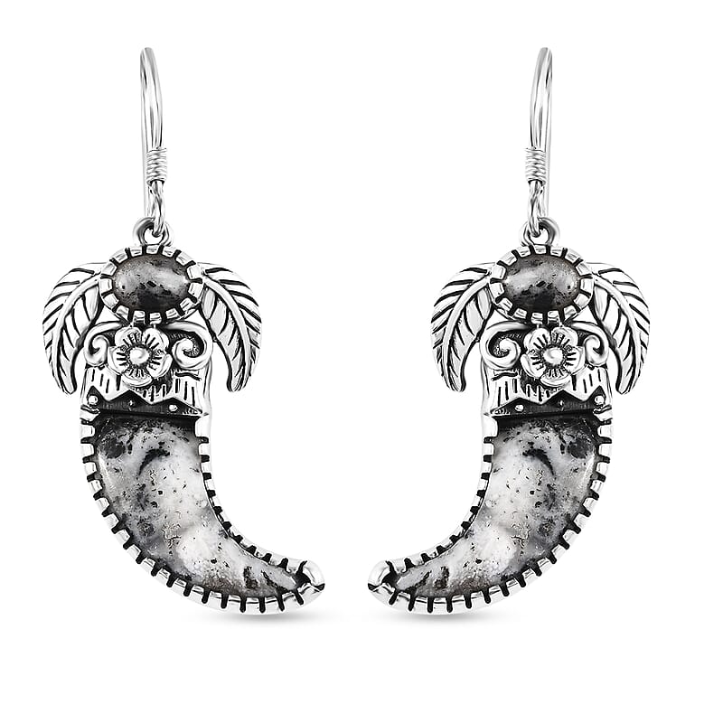 Artisan Crafted White Buffalo 23.25 ctw Bear Claw Earrings in Sterling Silver