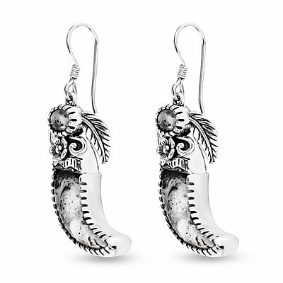Artisan Crafted White Buffalo 23.25 ctw Bear Claw Earrings in Sterling Silver