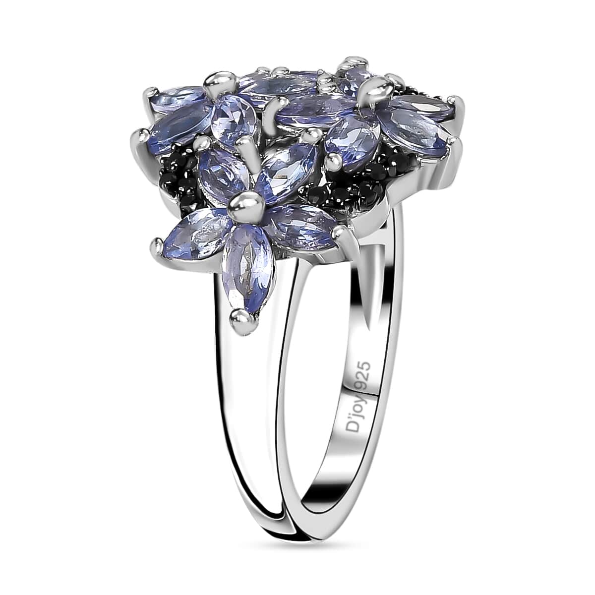 Tanzanite and Thai Black Spinel Ring in Platinum Over Sterling Silver (Size 10.0) 1.85 ctw image number 3