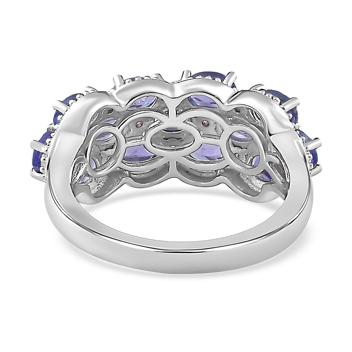 Tanzanite and Madagascar Pink Sapphire Ring in Platinum Over Sterling Silver (Size 10.0) 2.15 ctw