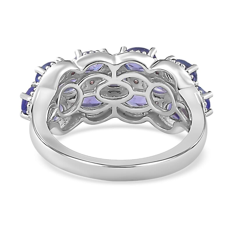 Tanzanite and Madagascar Pink Sapphire Ring in Platinum Over Sterling Silver (Size 10.0) 2.15 ctw