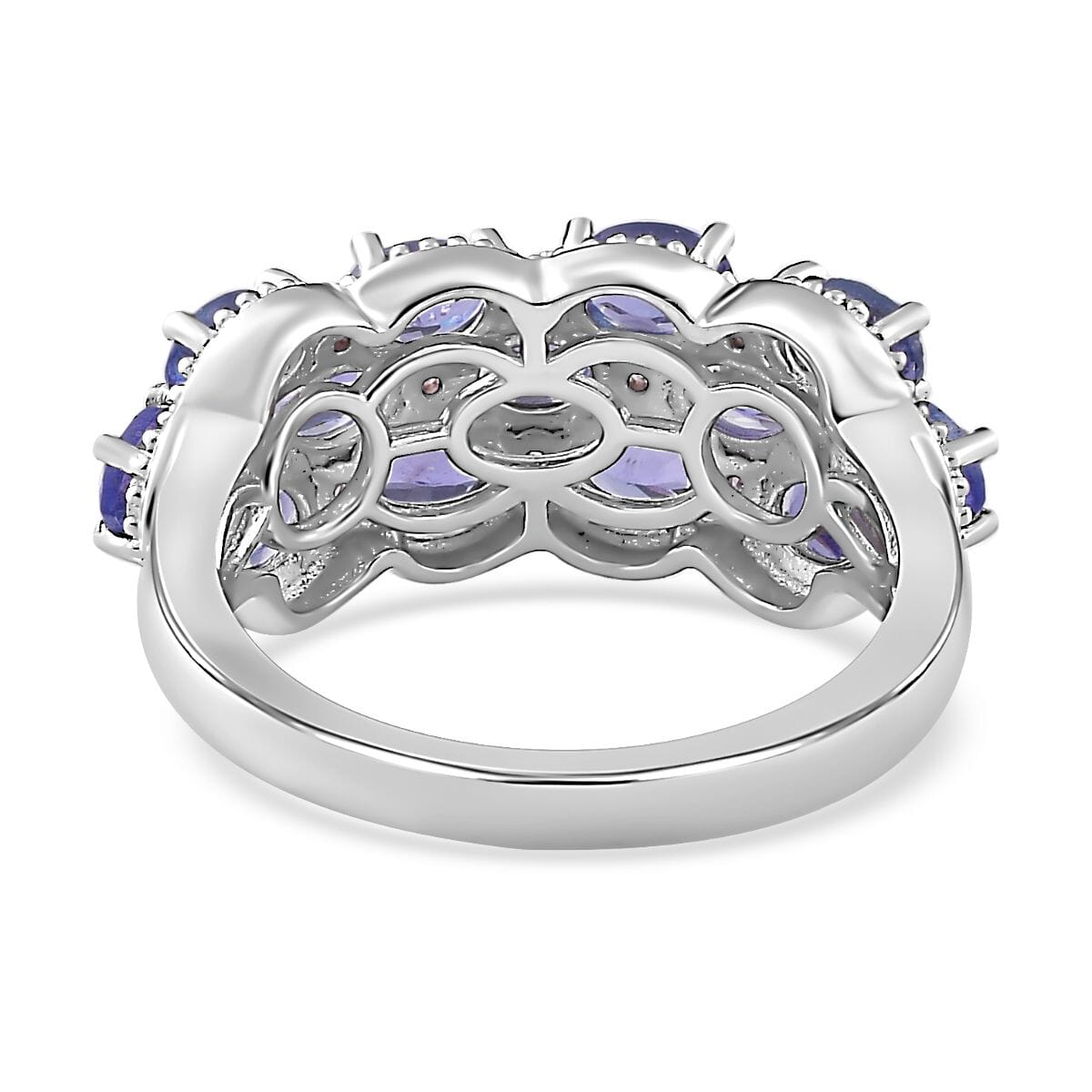 Tanzanite and Madagascar Pink Sapphire Ring in Platinum Over Sterling Silver (Size 8.0) 2.15 ctw image number 4