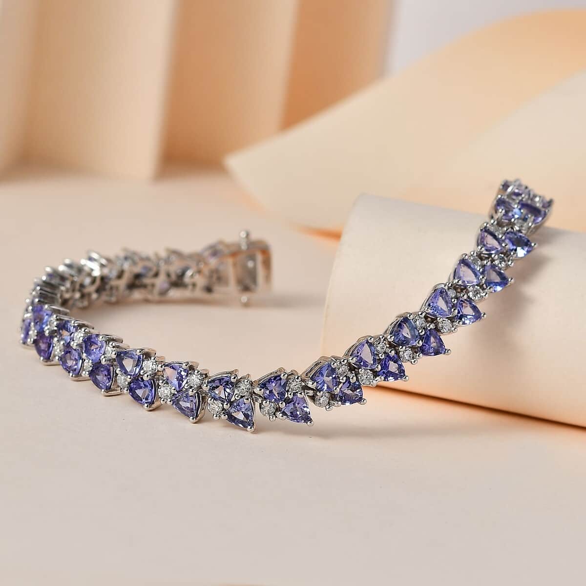 Tanzanite and Moissanite Bracelet in Platinum Over Sterling Silver (6.50 In) 10.60 ctw image number 1