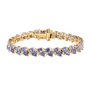 Tanzanite and Moissanite Bracelet in Vermeil Yellow Gold Over Sterling Silver (6.50 In) 10.10 ctw