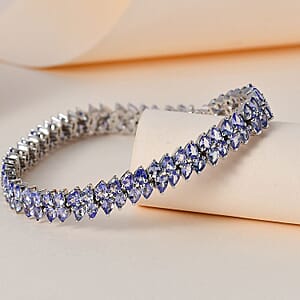 Tanzanite and Moissanite Bracelet in Platinum Over Sterling Silver (7.25 In) 11.50 ctw