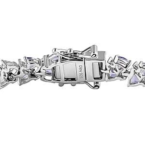 Tanzanite and Moissanite Bracelet in Platinum Over Sterling Silver (7.25 In) 11.50 ctw
